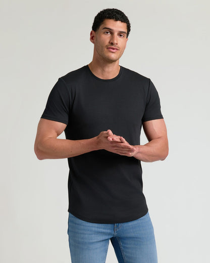 Tall Pima Cotton Blend Curved Hem Crew 4-Pack