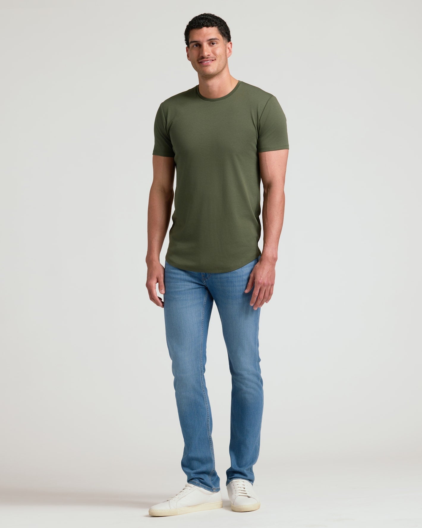 Grove Tall Pima Cotton Blend Curved Hem Crew
