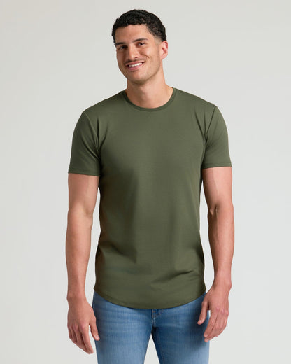 Tall Pima Cotton Blend Curved Hem Crew 4-Pack