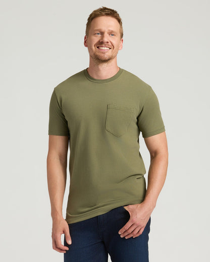 Military Green Tall Heavyweight Pocket Crew