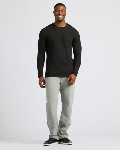 Black Tall Heavyweight Long Sleeve Pocket Crew 4-Pack