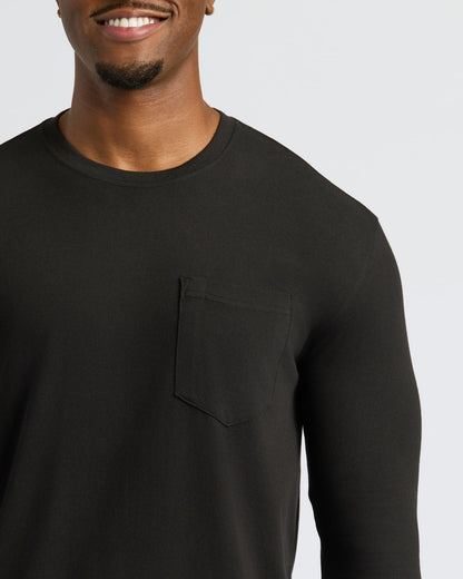 Black Tall Heavyweight Long Sleeve Pocket Crew 4-Pack