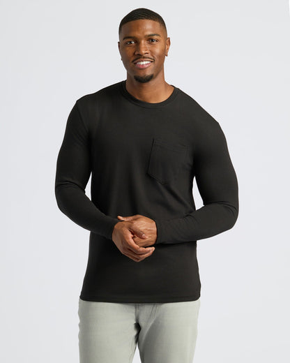 Black & Carbon Tall Heavyweight Long Sleeve Pocket Crew 4-Pack