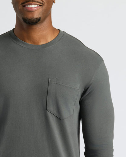 Black & Carbon Tall Heavyweight Long Sleeve Pocket Crew 4-Pack
