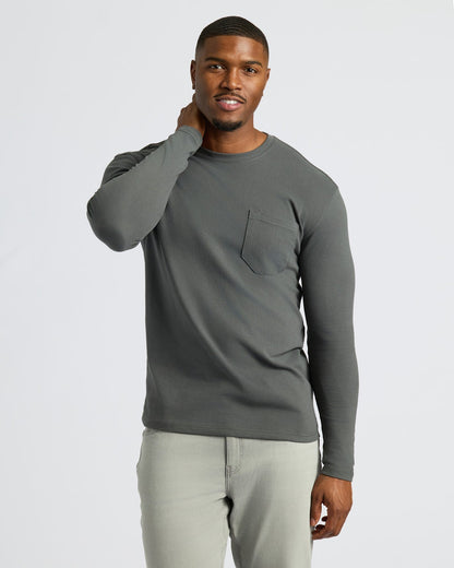 Black & Carbon Tall Heavyweight Long Sleeve Pocket Crew 2-Pack
