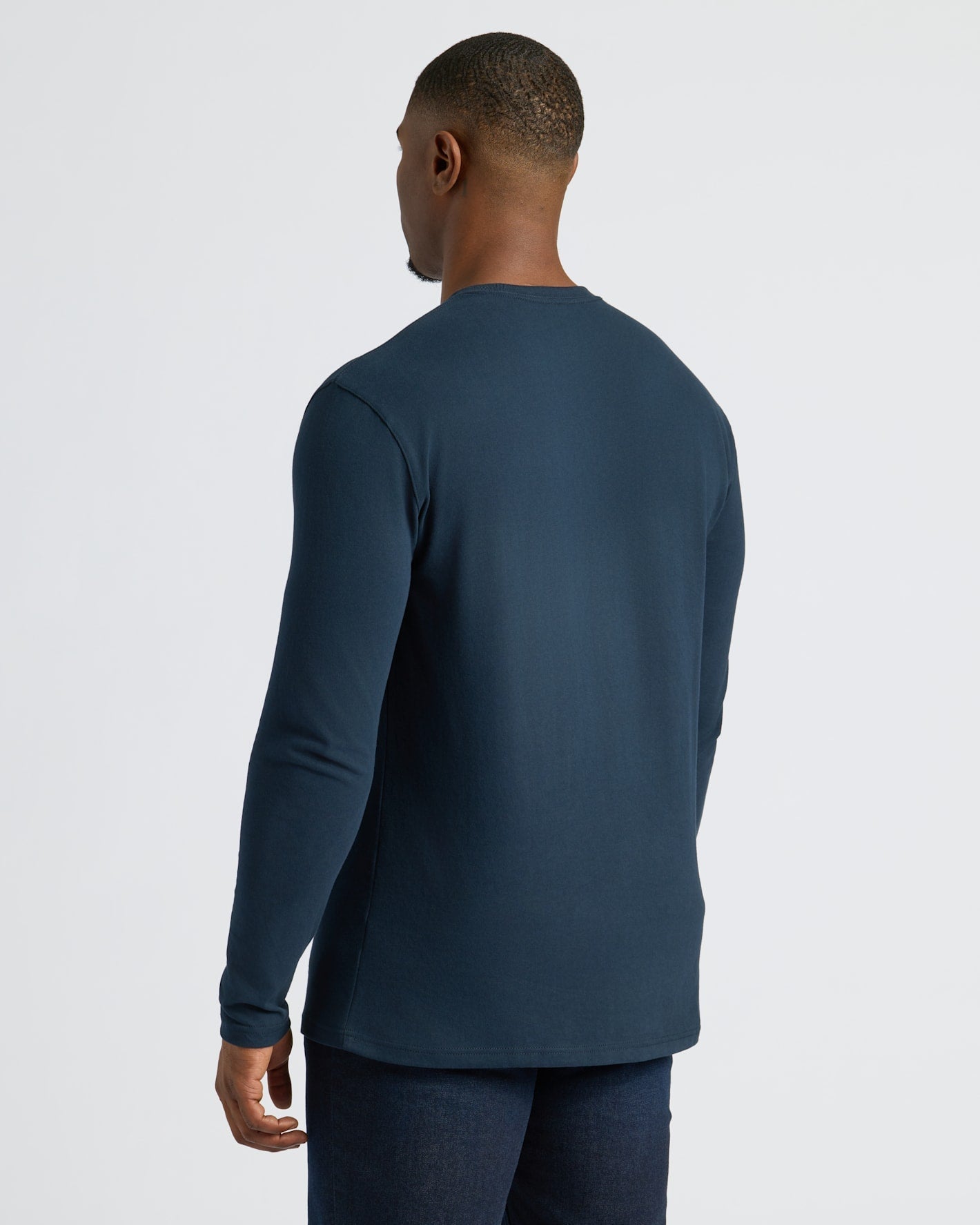 Navy Tall Heavyweight Long Sleeve Pocket Crew
