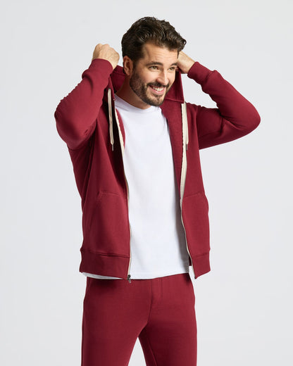 Dark Maroon Fleece French Terry Zip Hoodie