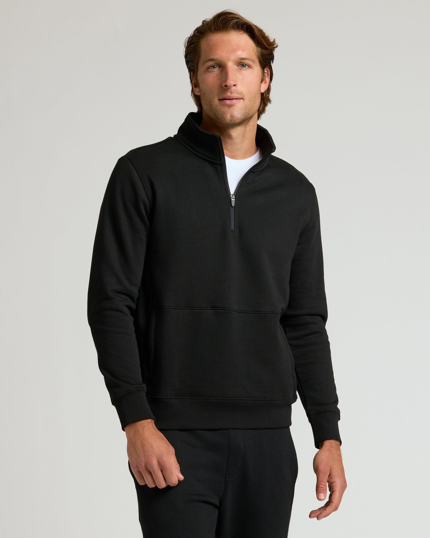 Black Quarter Zip Fleece Sweatshirt