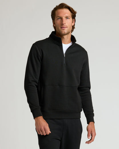 Black Quarter Zip Fleece Sweatshirt