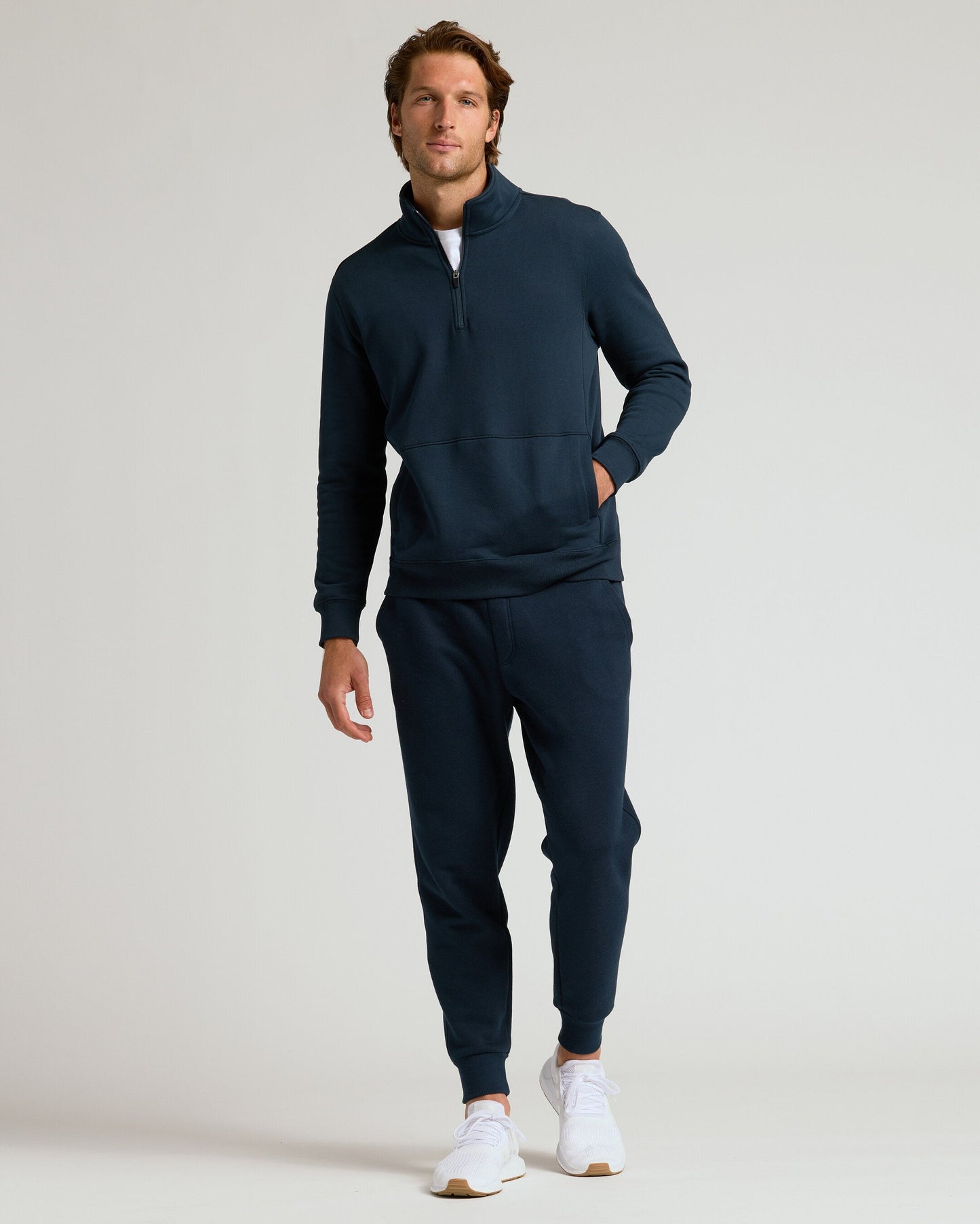 Navy Quarter Zip Fleece Sweatshirt & Jogger 2-Pack