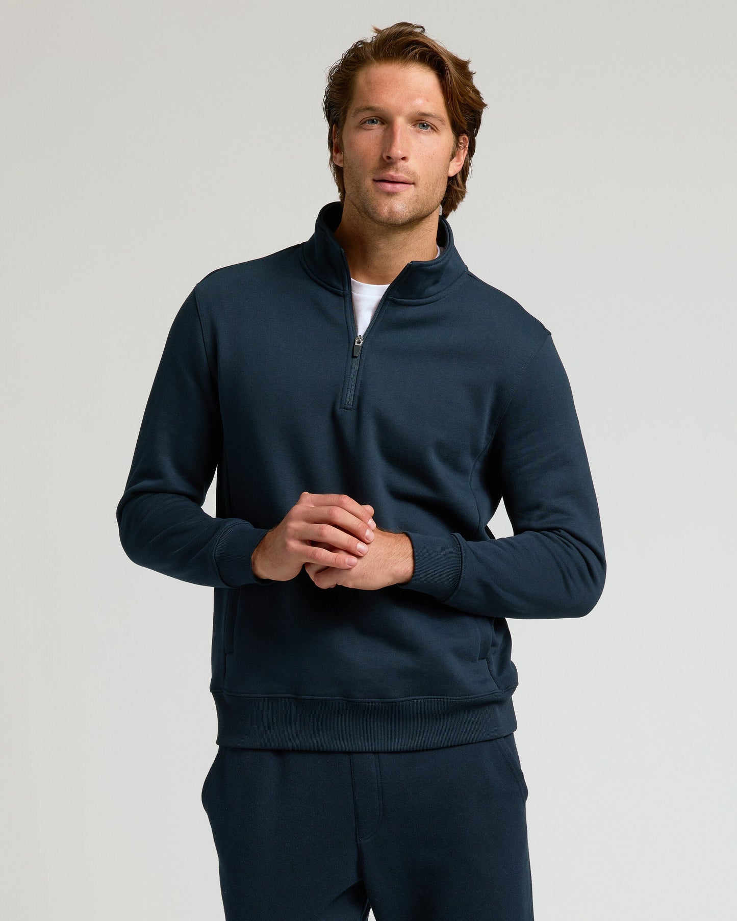 Navy Quarter Zip Fleece Sweatshirt