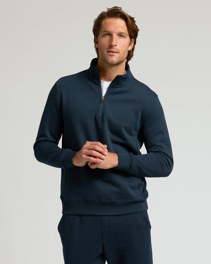 Navy Quarter Zip Fleece Sweatshirt