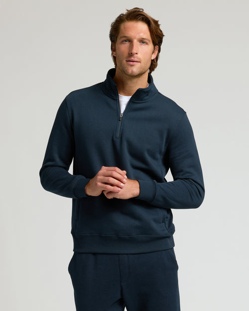 Navy Quarter Zip Fleece Sweatshirt