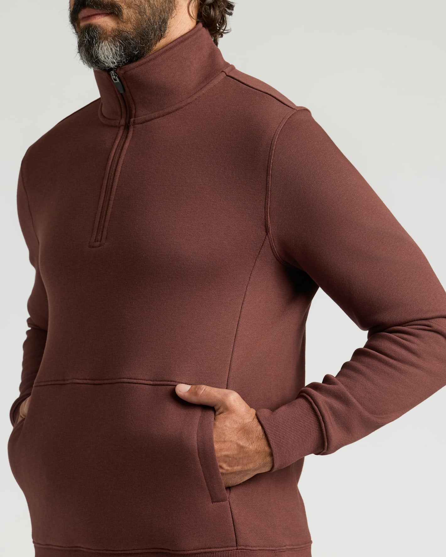 Carob Quarter Zip Fleece Sweatshirt