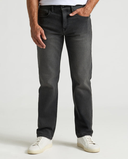 Gray Wash Straight Authentic Denim Jeans
