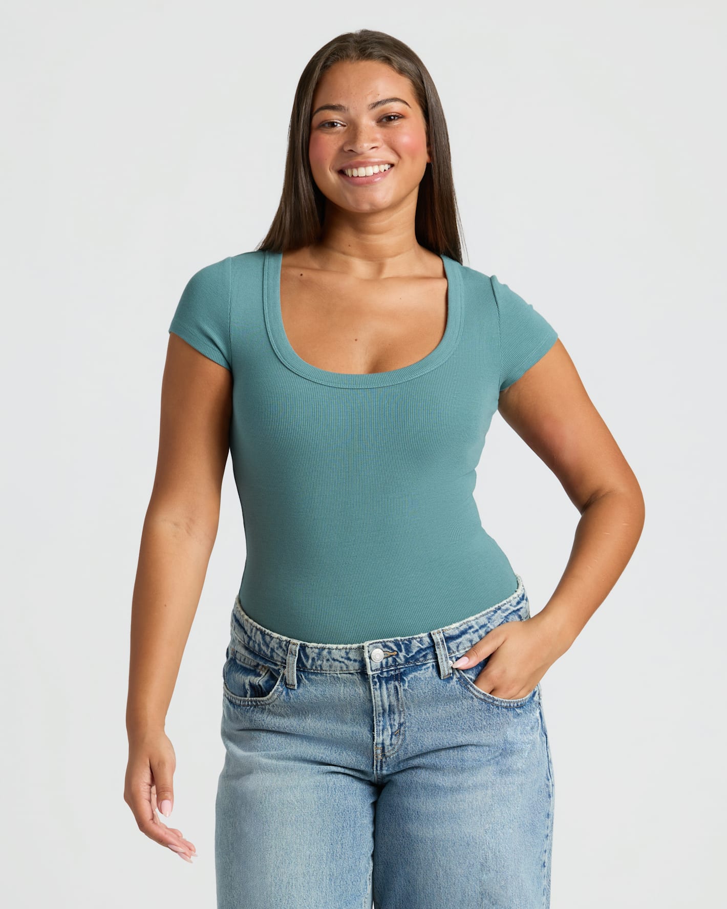 Womens Ribbed U-Neck Tee 3-Pack