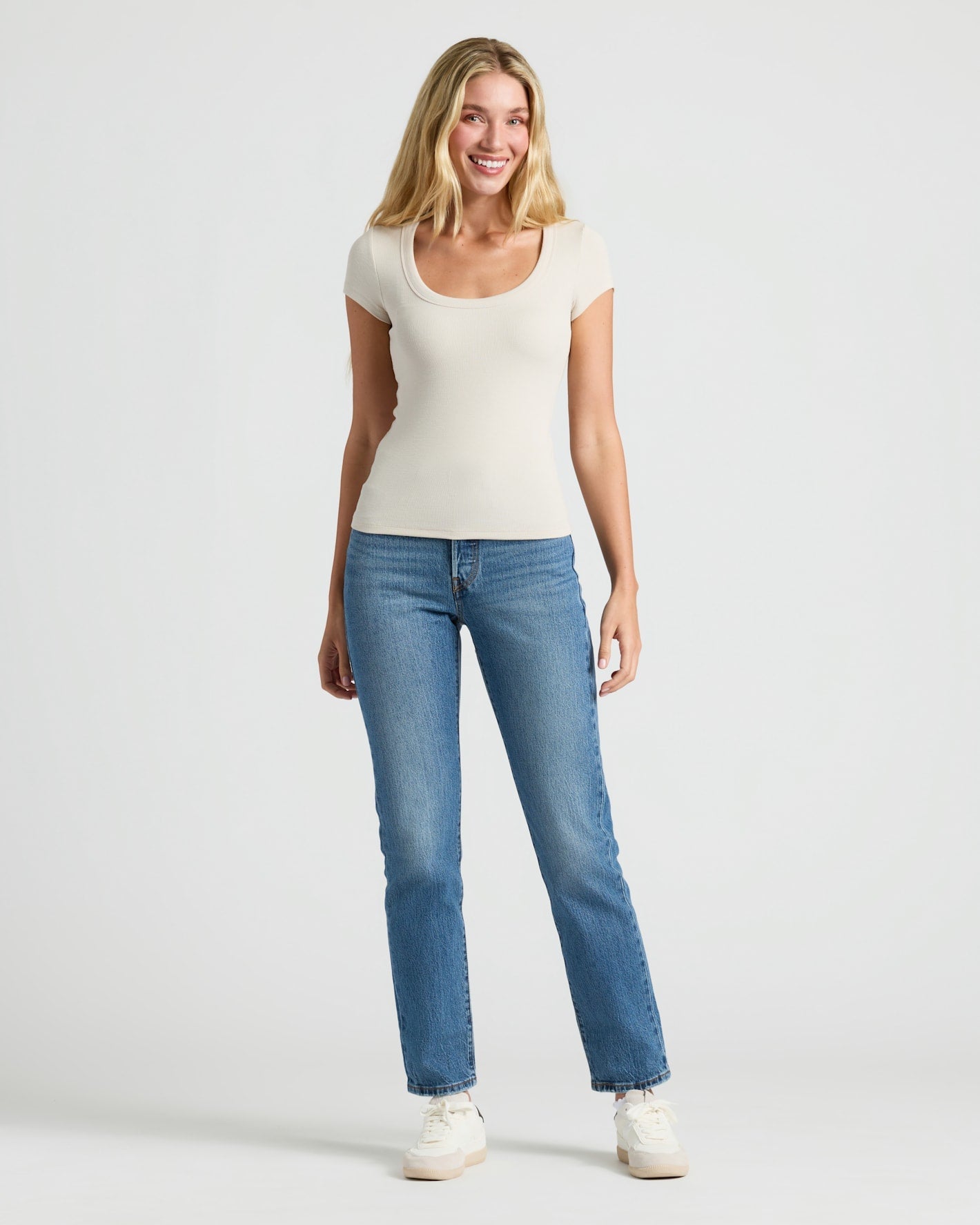 Womens Ribbed U-Neck Tee 6-Pack