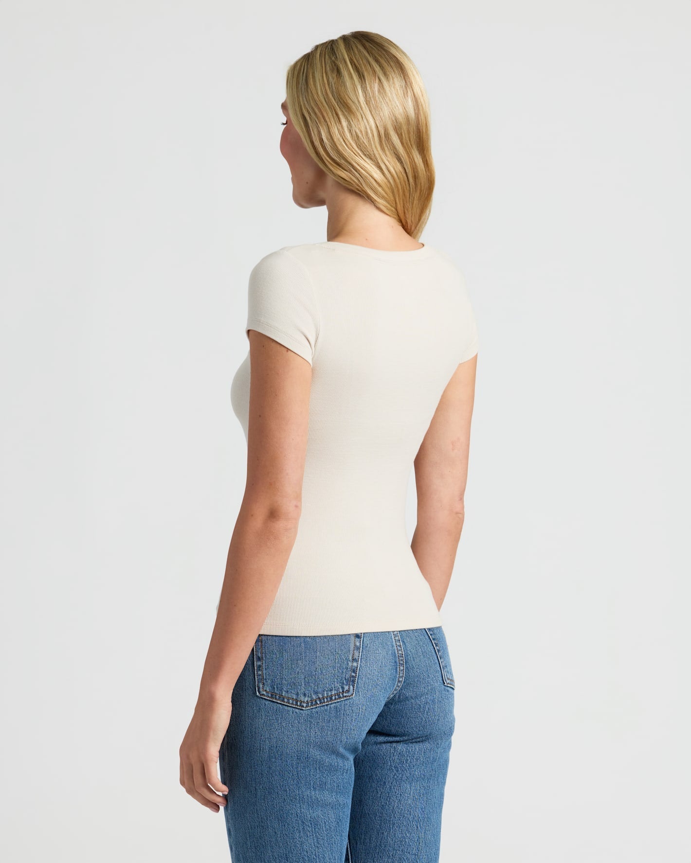 Womens Ribbed U-Neck Tee 6-Pack