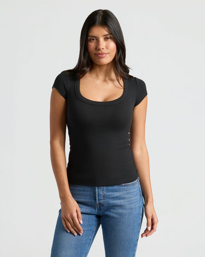 Womens Ribbed U-Neck Tee 3-Pack