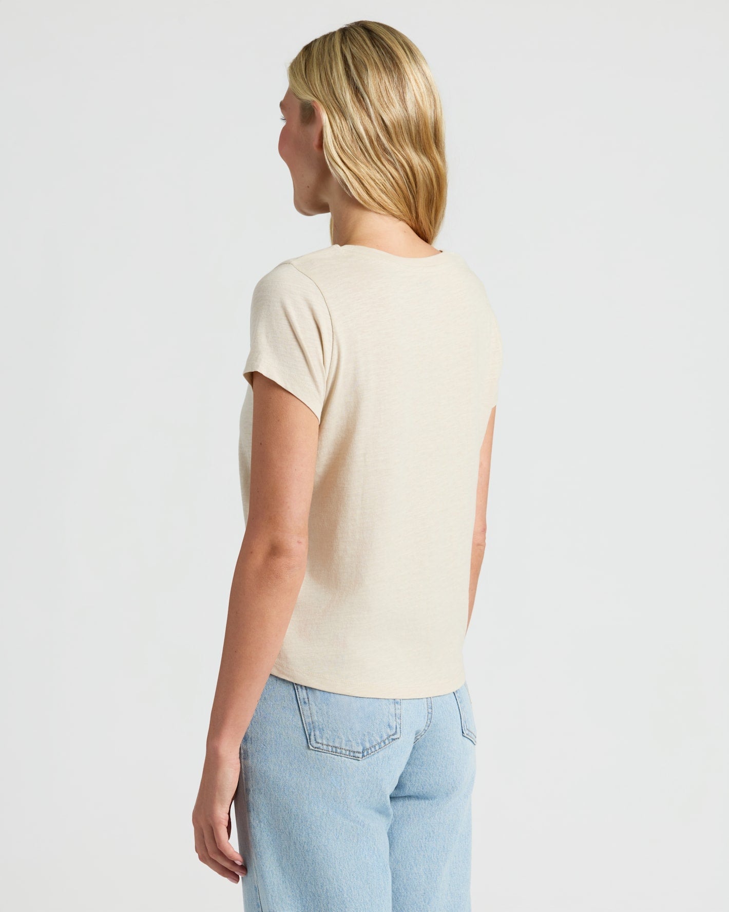 Womens Black & Oatmeal Slub Scoop Neck Tee 4-Pack