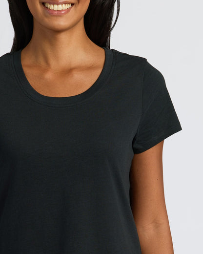 Womens Black Slub Scoop Neck Tee 2-Pack
