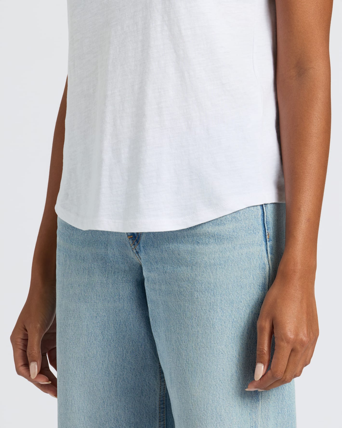 Womens White & Navy Slub Scoop Neck Tee 2-Pack