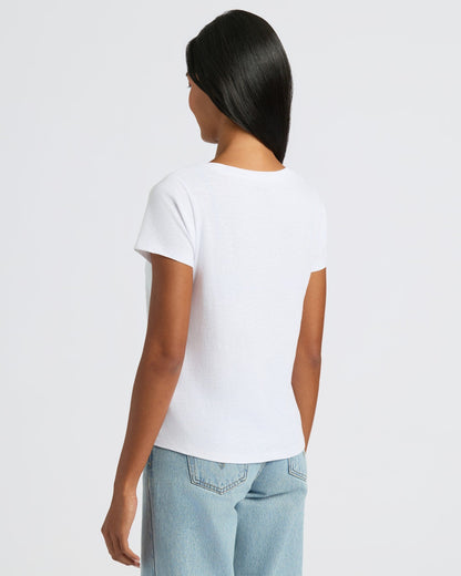 Womens White & Navy Slub Scoop Neck Tee 2-Pack