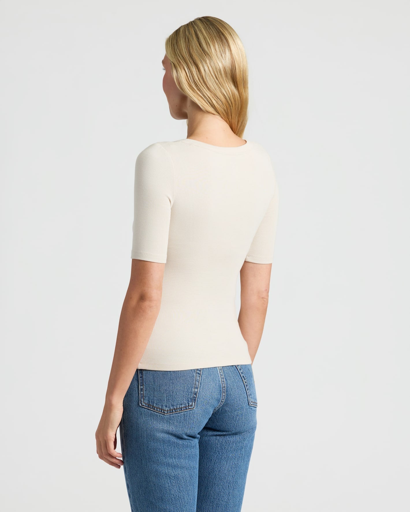 Womens Ribbed 3/4 Sleeve Scoop Neck Tee 3-Pack