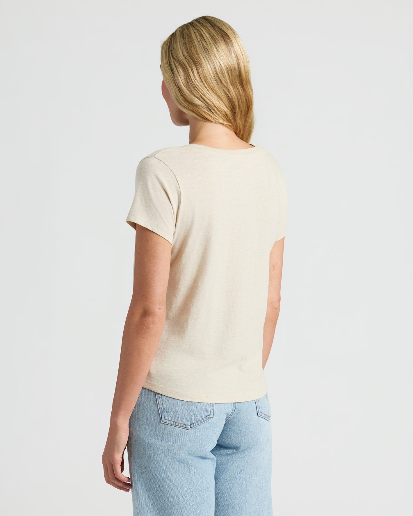 Womens Black & Oatmeal Relaxed Slub V-Neck Tee 4-Pack