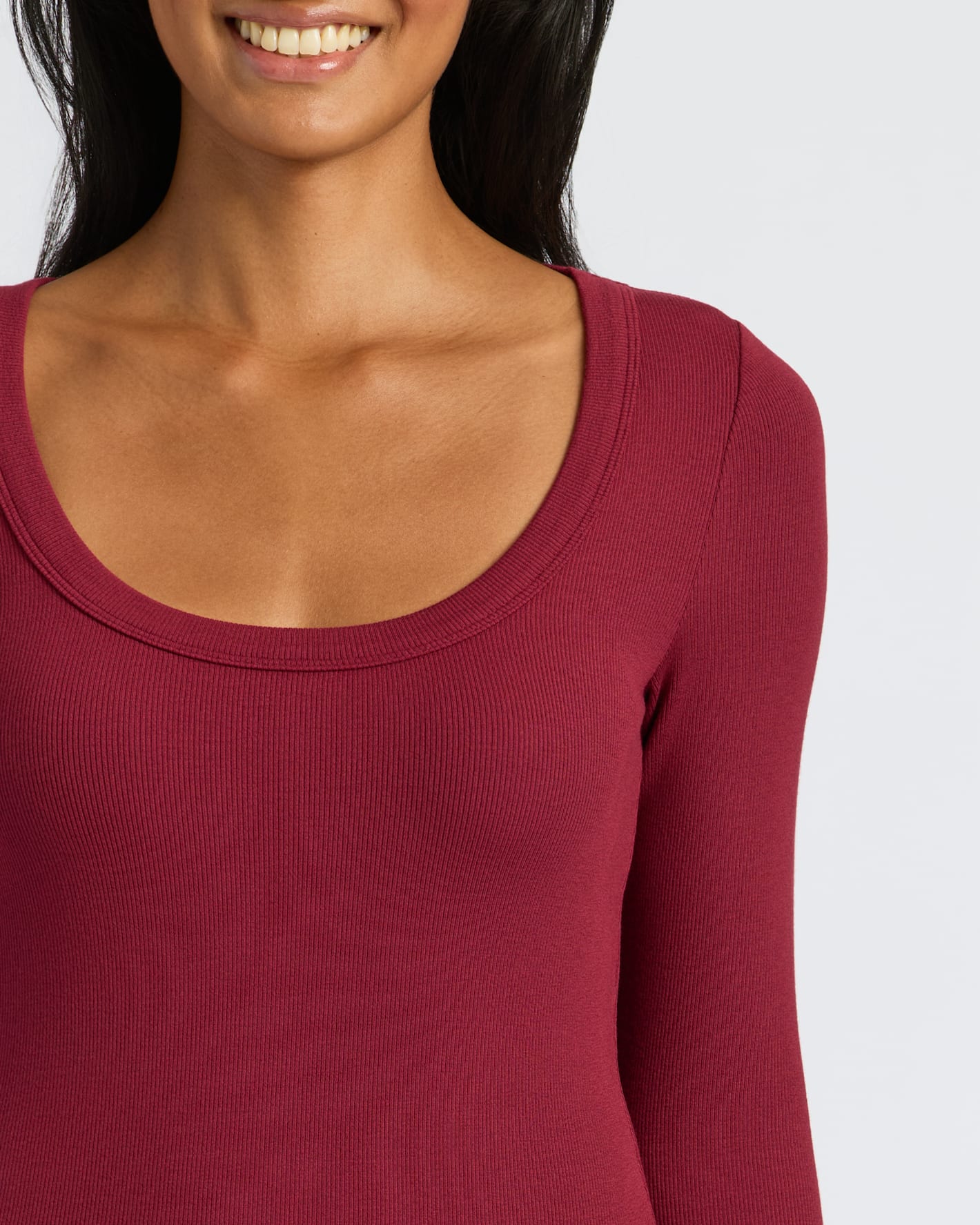Womens Ribbed Long Sleeve Scoop Neck Tee 3-Pack
