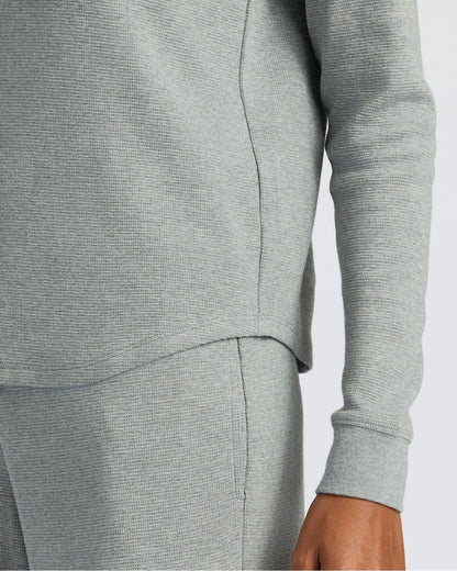Womens Heather Gray Waffle Long Sleeve Boxy Henley