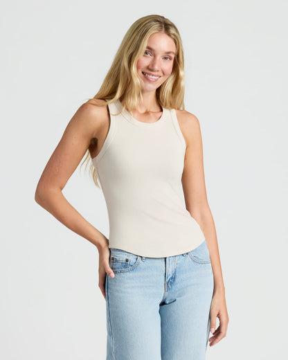 Womens Ribbed High Neck Tank 3-Pack