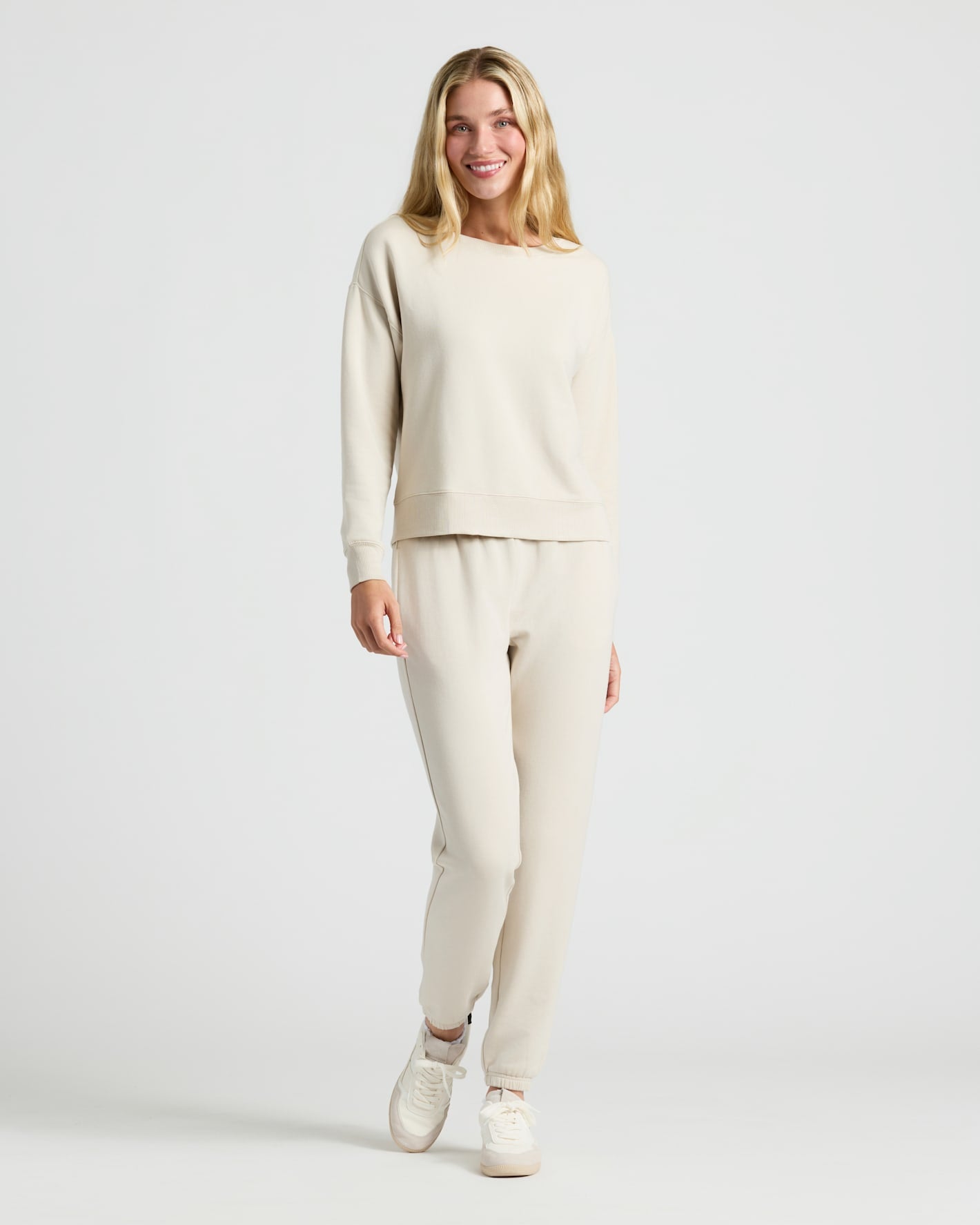 Womens Oatmeal Slouch Pullover Crew
