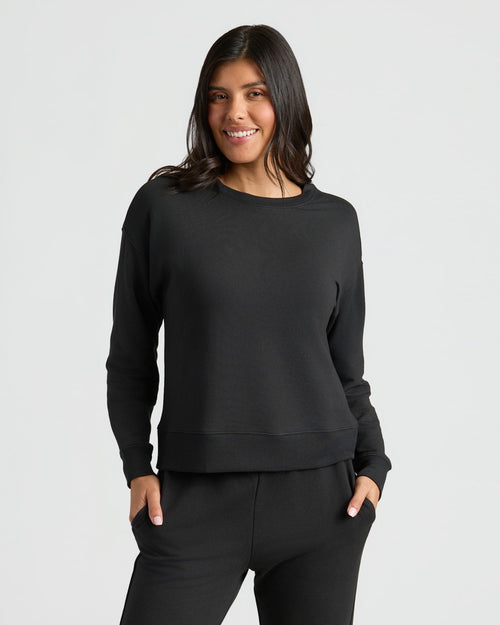 Womens Black Slouch Pullover Crew