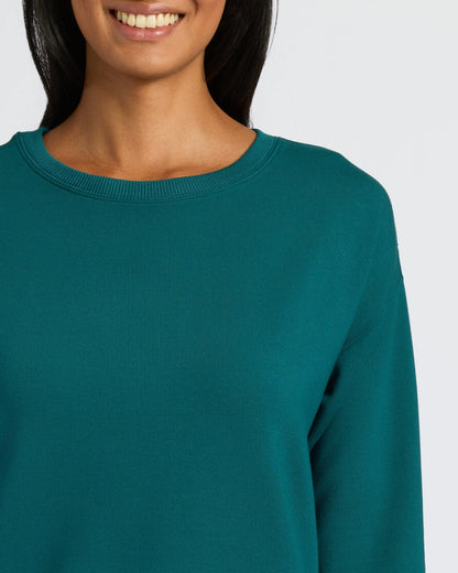 Womens Deep Emerald Slouch Pullover Crew & Relaxed Jogger 2-Pack