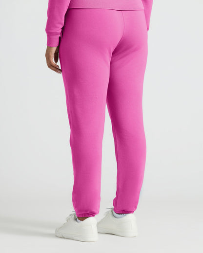 Womens Electric Fuchsia Crop Zip Hoodie & Relaxed Jogger 2-Pack