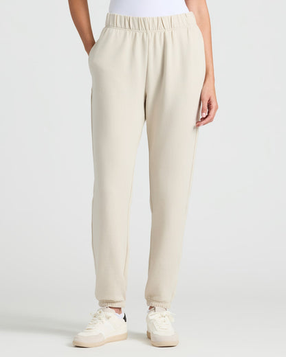 Womens Oatmeal Slouch Pullover Crew & Relaxed Jogger 2-Pack
