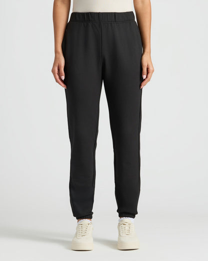 Womens Black Slouch Pullover Crew & Relaxed Jogger 2-Pack