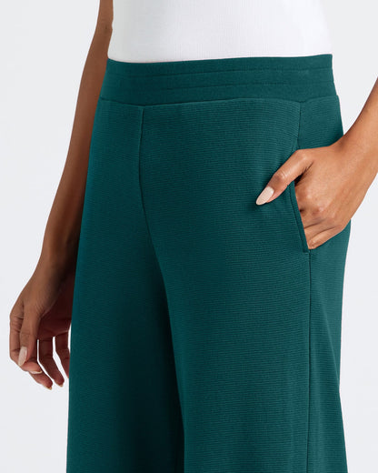 Womens Deep Emerald Waffle Long Sleeve Henley & Waffle Leg Pant 2-Pack