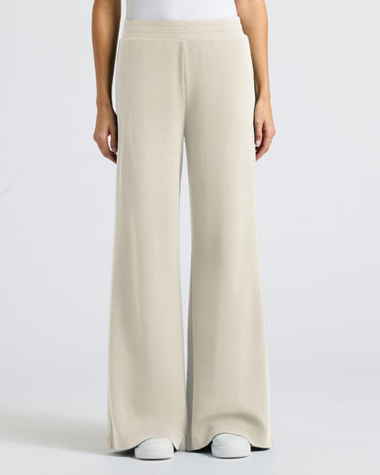 Womens Oatmeal Waffle Long Sleeve Henley & Waffle Leg Pant 2-Pack