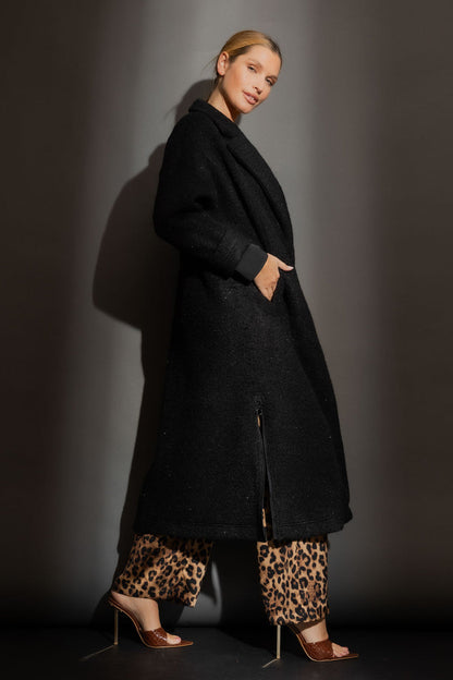 Black Lurex Zip Coat