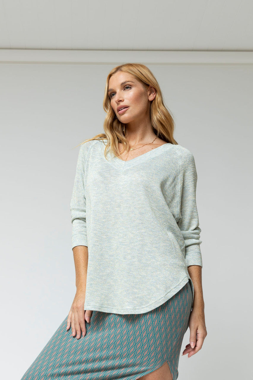 Blue Sparkle V Neck Jumper - Final Sale