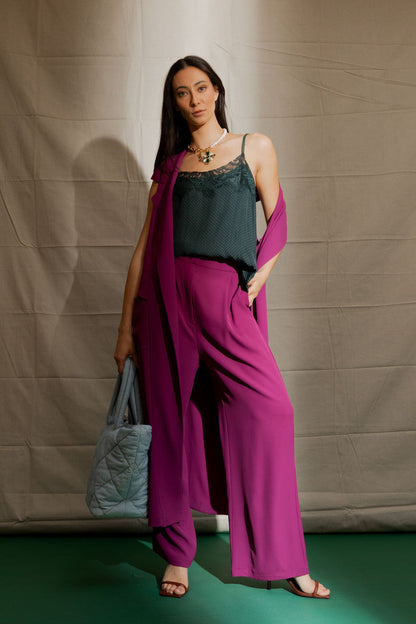 Berry Euro Longline Belted Vest