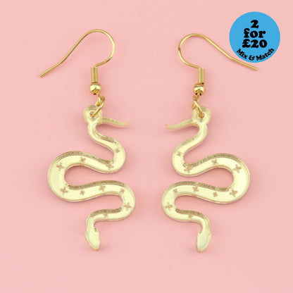 There's a Snake in My Boot Gold Earrings