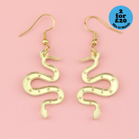 There's a Snake in My Boot Gold Earrings