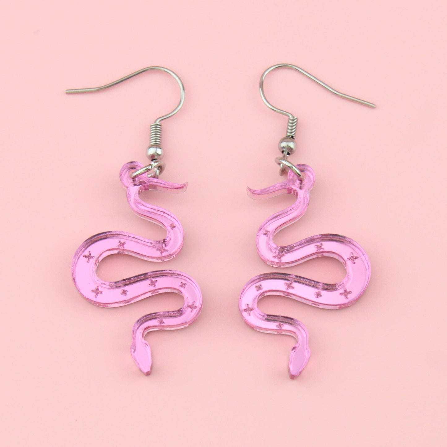 There's a Snake in My Boot Pink Earrings
