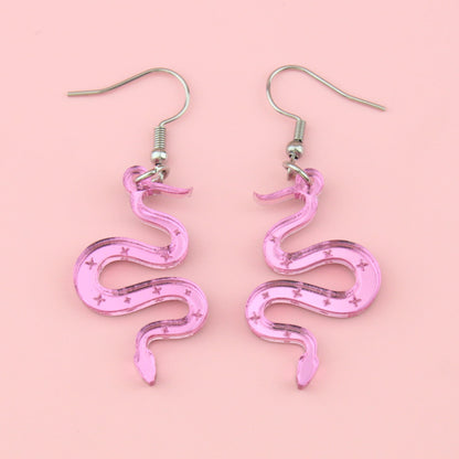 There's a Snake in My Boot Pink Earrings