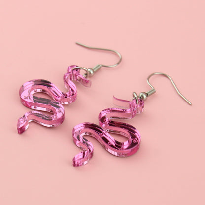 There's a Snake in My Boot Pink Earrings