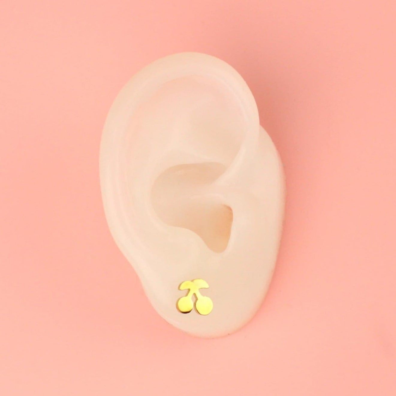 Tiny Cherry Stud Earrings (Gold Plated)