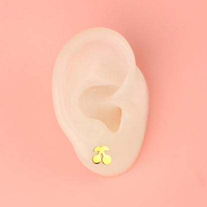 Tiny Cherry Stud Earrings (Gold Plated)